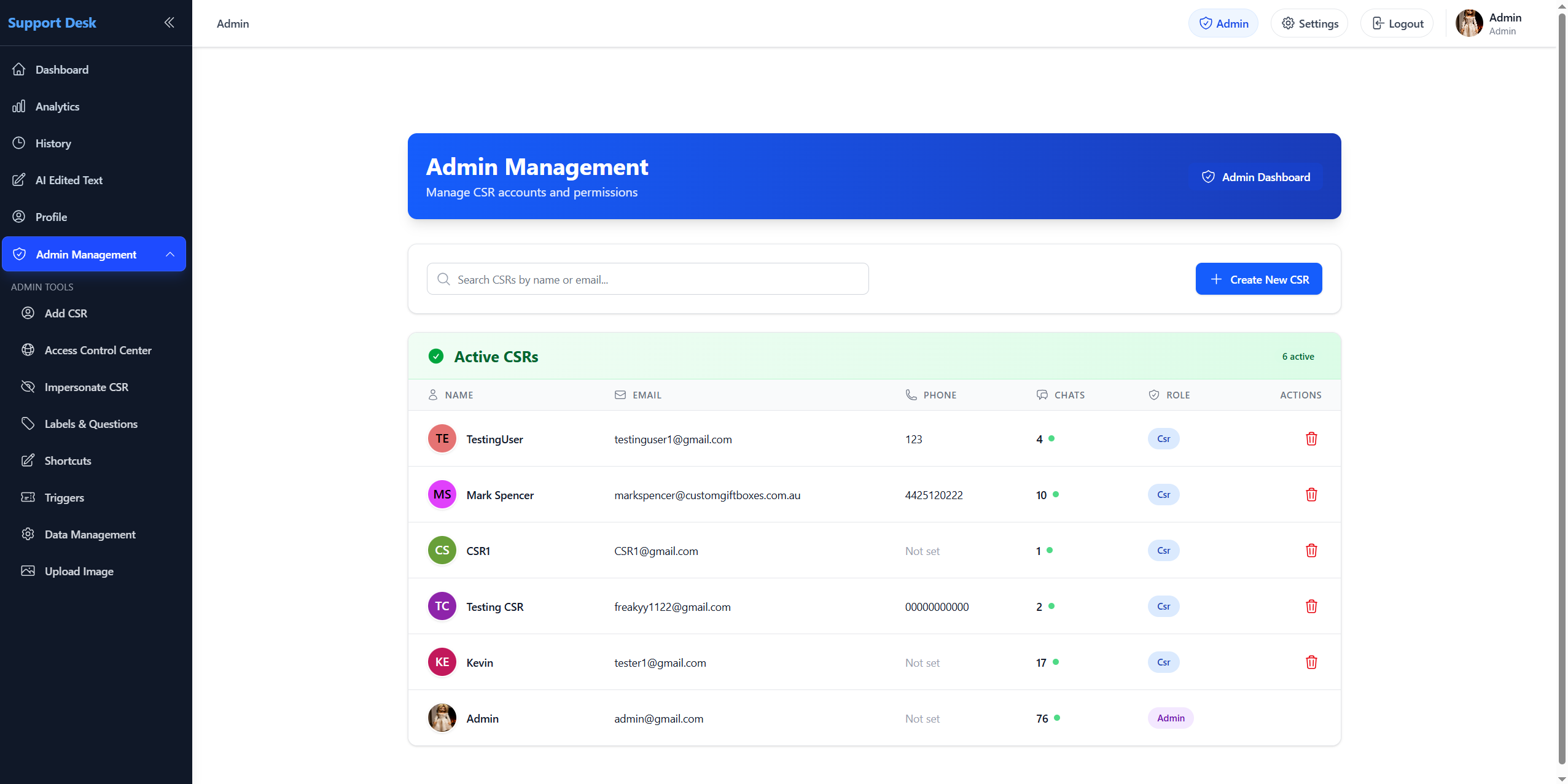 Pack Assist - CSR Management Dashboard